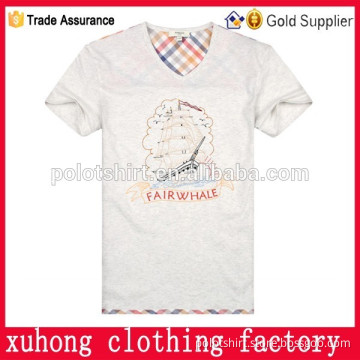 Customized OEM Service Plain V-Neck T Shirt